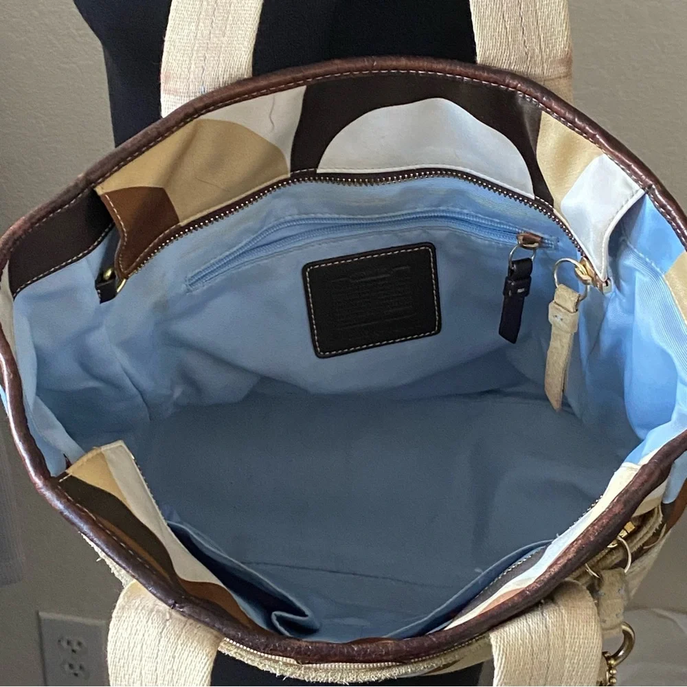 Y2K vtg Coach Hamptons Scarf Print Tote 10113